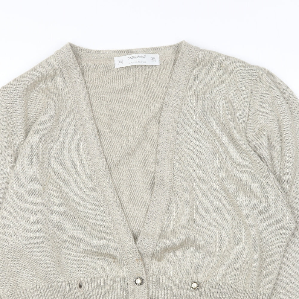 Womens UK Size 14 St Michael Beige Cardigan Jumper
