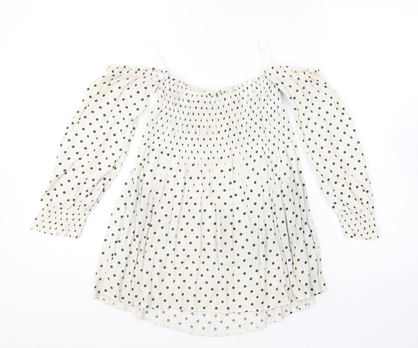 Womens UK Size S Zara Beige Basic Blouse