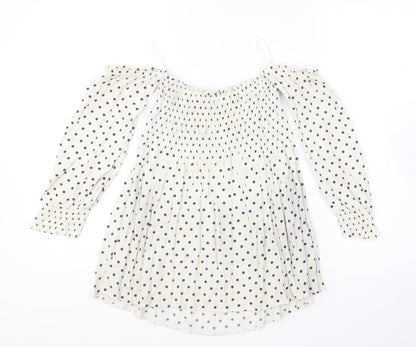 Womens UK Size S Zara Beige Basic Blouse