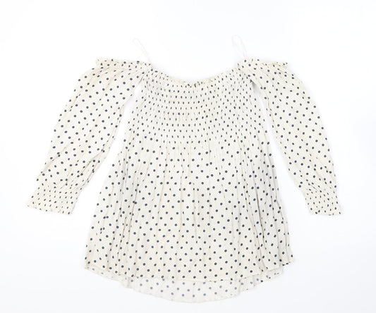 Womens UK Size S Zara Beige Basic Blouse