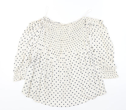 Womens UK Size S Zara Beige Basic Blouse