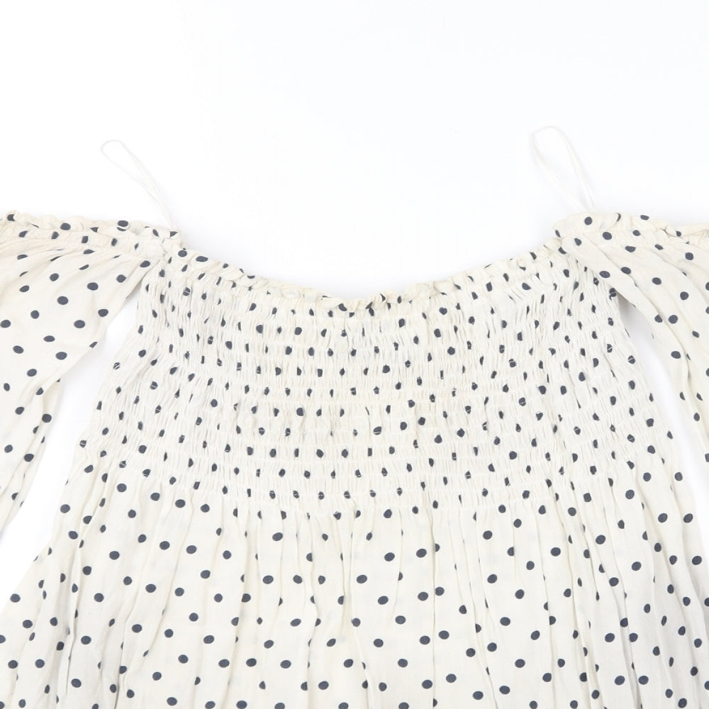 Womens UK Size S Zara Beige Basic Blouse