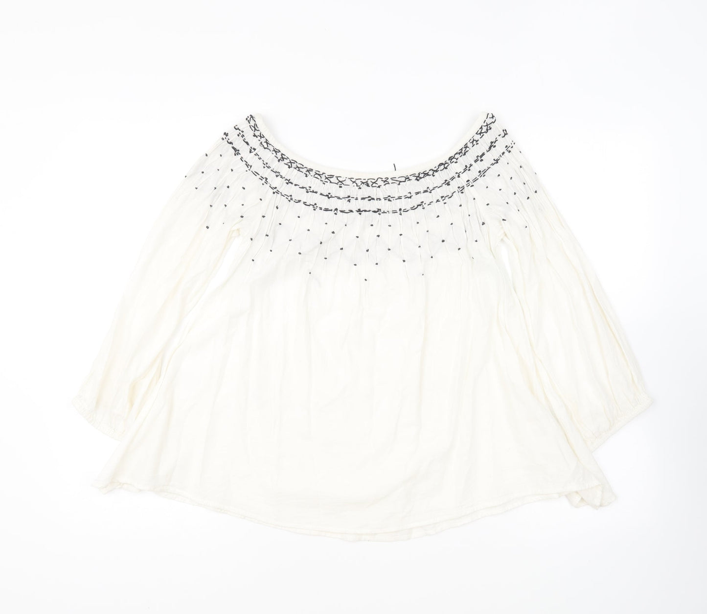 Womens UK Size XS Zara Ivory Basic Blouse