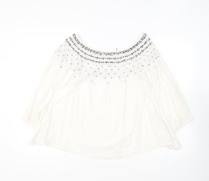 Womens UK Size XS Zara Ivory Basic Blouse