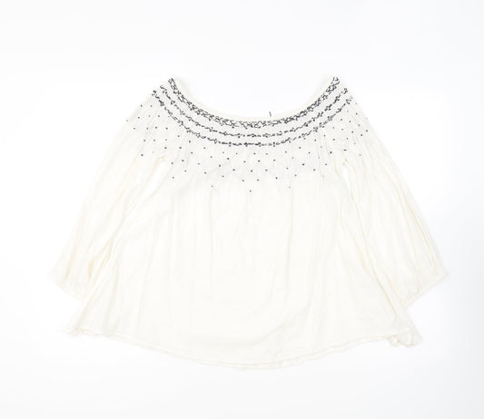 Womens UK Size XS Zara Ivory Basic Blouse