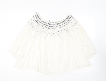 Womens UK Size XS Zara Ivory Basic Blouse