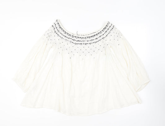 Womens UK Size XS Zara Ivory Basic Blouse