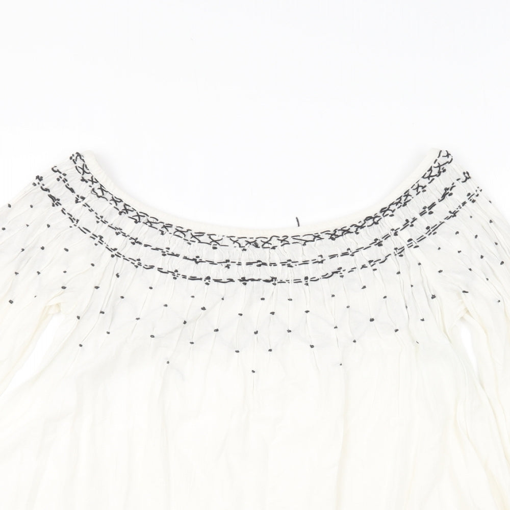 Womens UK Size XS Zara Ivory Basic Blouse