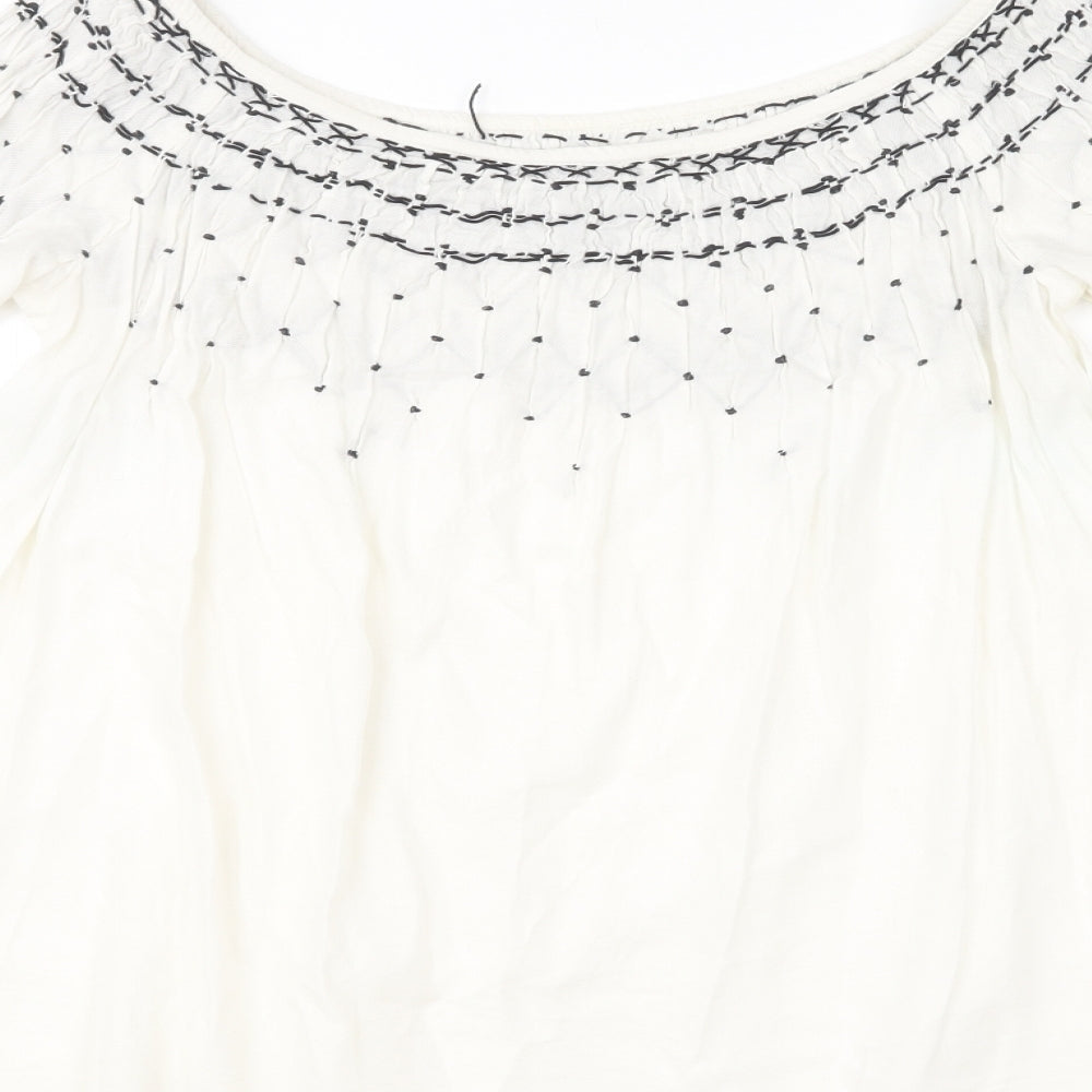 Womens UK Size XS Zara Ivory Basic Blouse