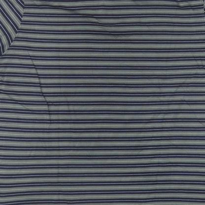 Dunnes Stores Mens Green Striped Cotton Polo Size L Collared Pullover