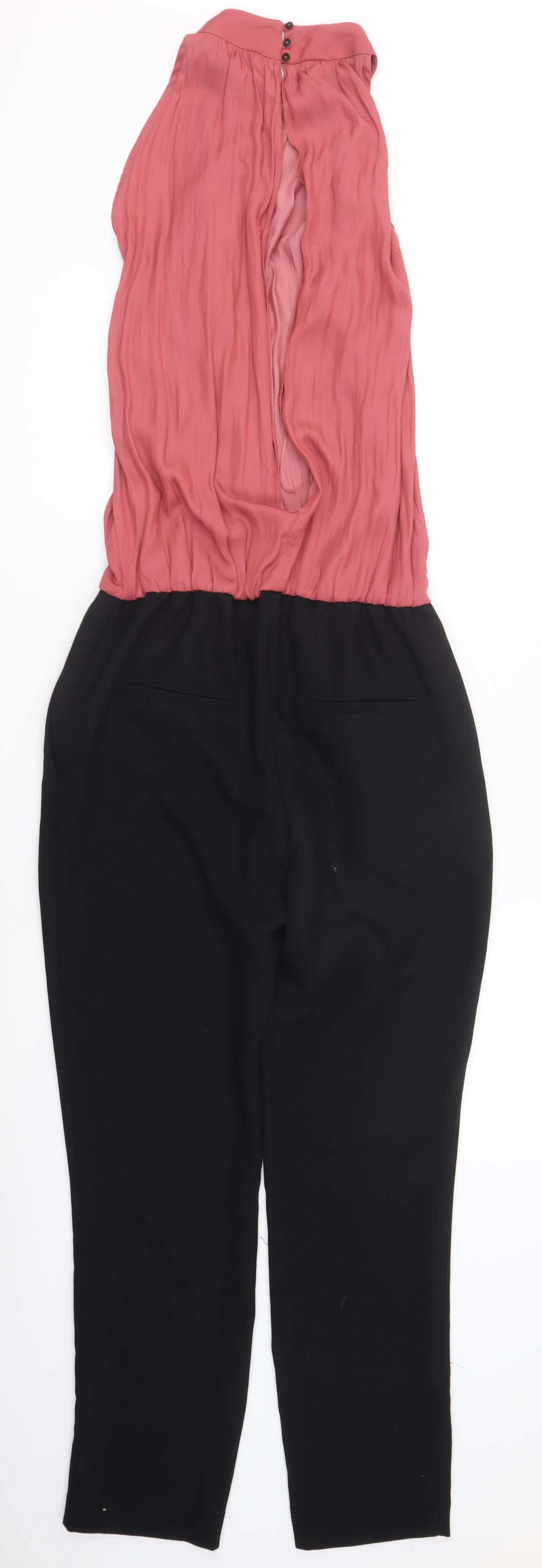 Zara Womens Black Cotton Jumpsuit One-Piece Size S Button