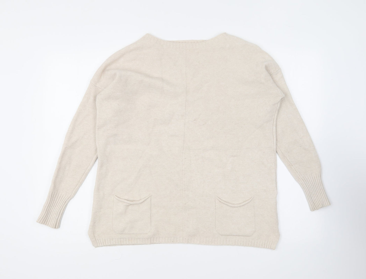 Womens UK Size 14 Preworn Beige Pullover Jumper