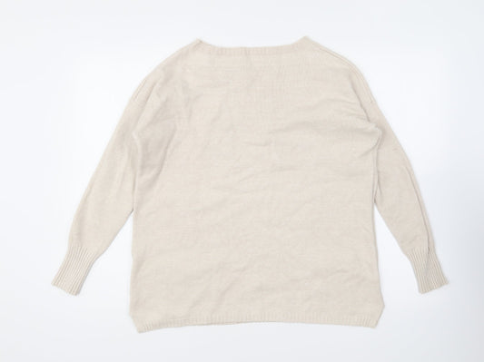 Womens UK Size 14 Preworn Beige Pullover Jumper