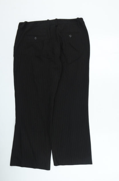 Antoni & Alison Womens Black Striped Cotton Trousers Size 34 in L27 in Regular Zip