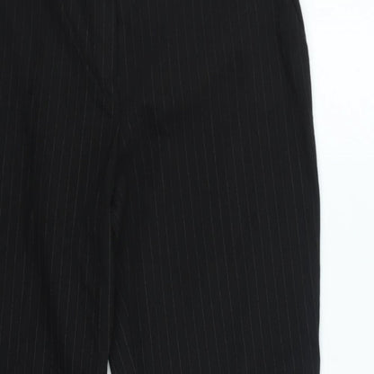 Antoni & Alison Womens Black Striped Cotton Trousers Size 34 in L27 in Regular Zip