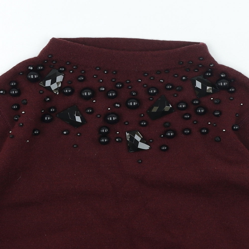 Autograph Womens Purple High Neck Acrylic Pullover Jumper Size 8