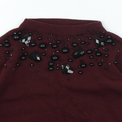 Autograph Womens Purple High Neck Acrylic Pullover Jumper Size 8