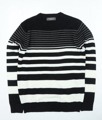 Primark Womens Black Round Neck Striped Acrylic Pullover Jumper Size S