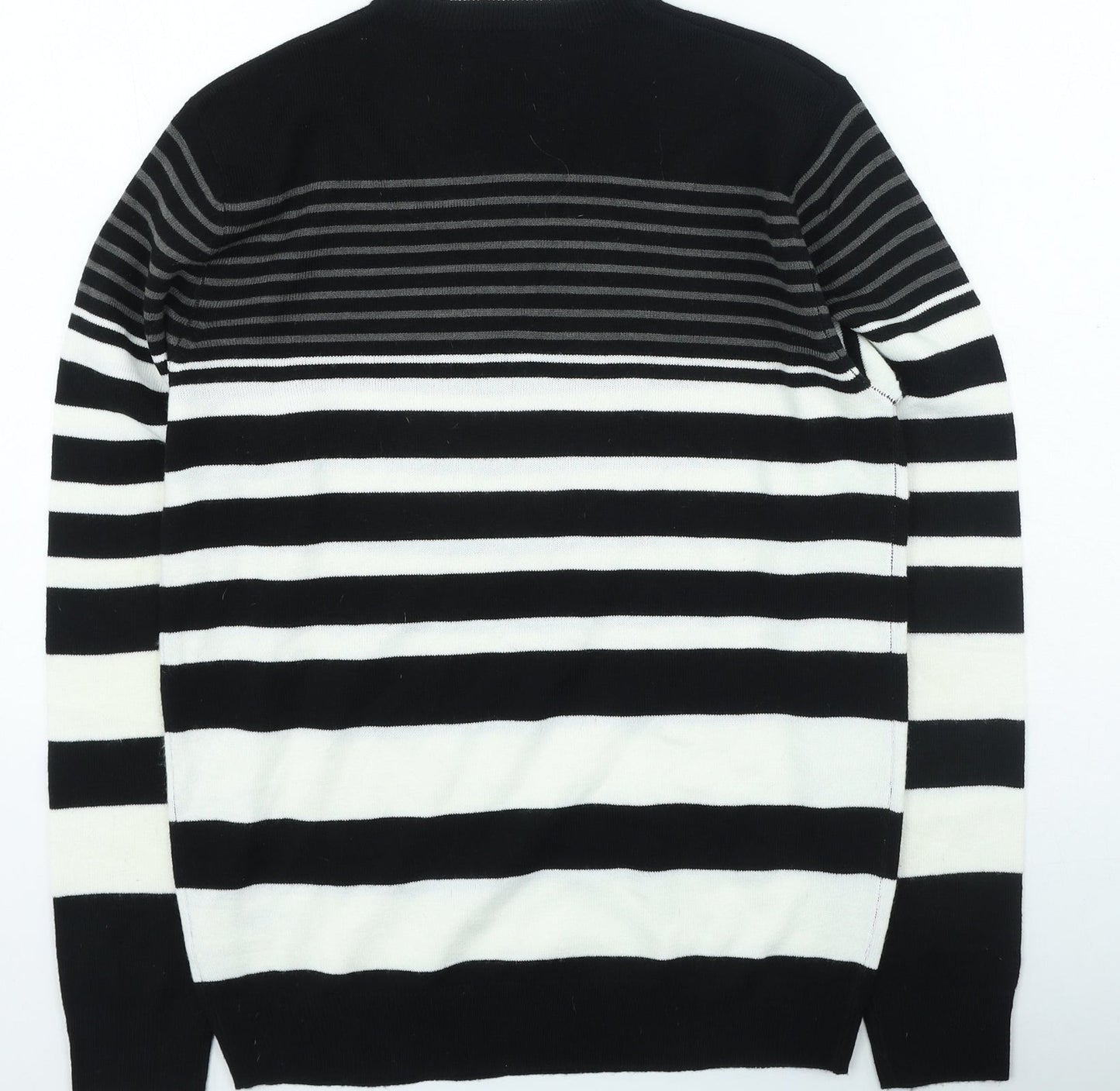 Primark Womens Black Round Neck Striped Acrylic Pullover Jumper Size S