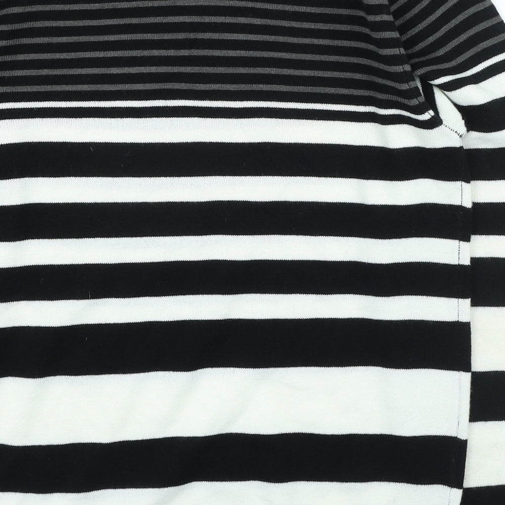 Primark Womens Black Round Neck Striped Acrylic Pullover Jumper Size S