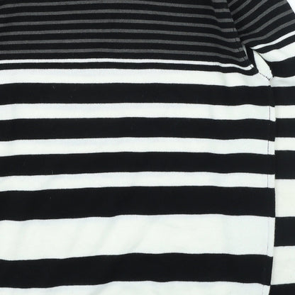 Primark Womens Black Round Neck Striped Acrylic Pullover Jumper Size S