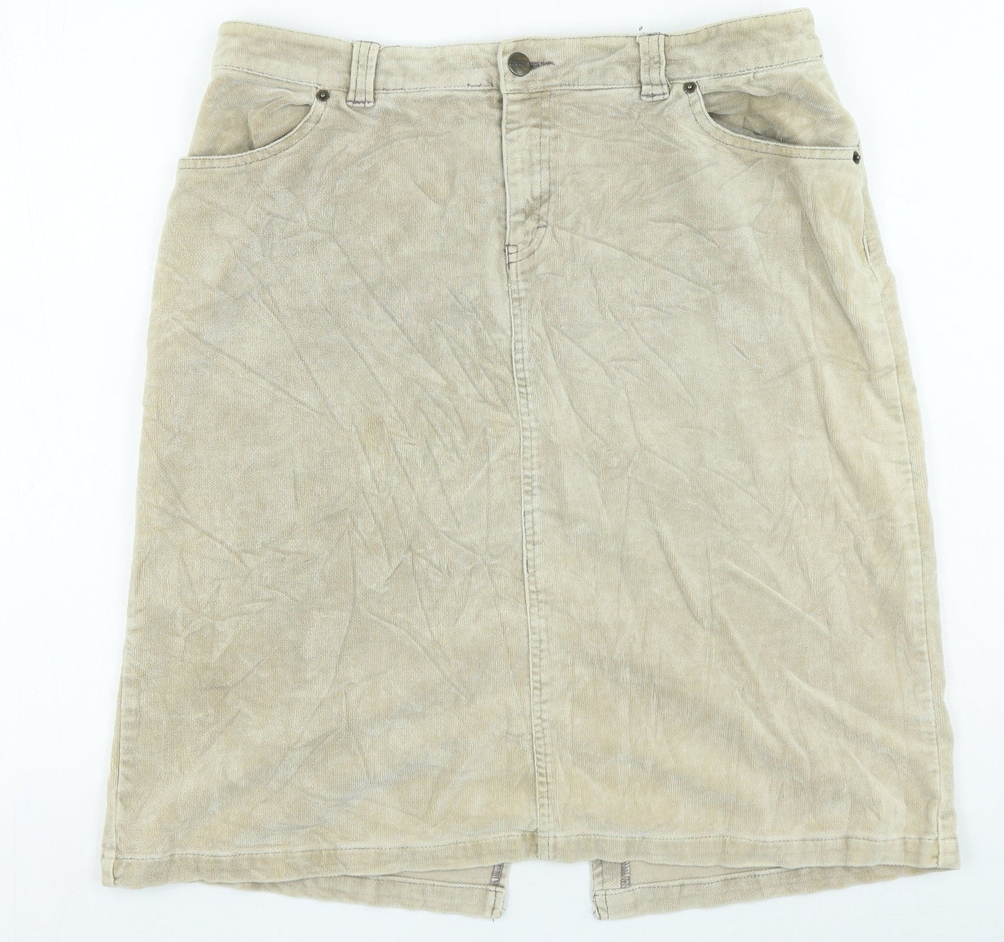 Divided Womens Beige Cotton Straight & Pencil Skirt Size 40 in Zip