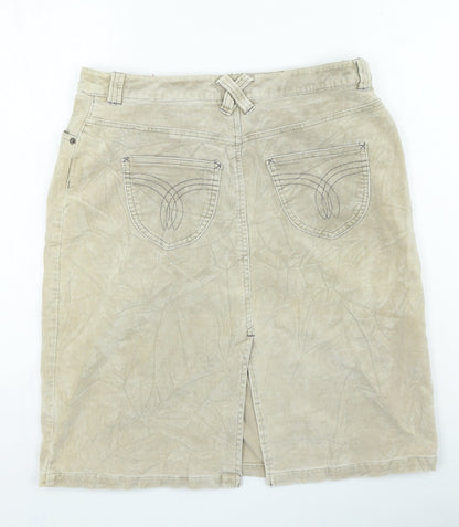Divided Womens Beige Cotton Straight & Pencil Skirt Size 40 in Zip