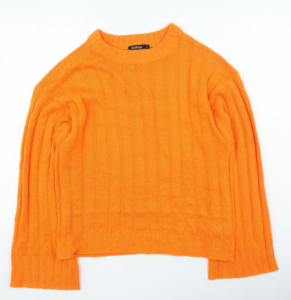 Boohoo Womens Orange High Neck Acrylic Pullover Jumper Size M