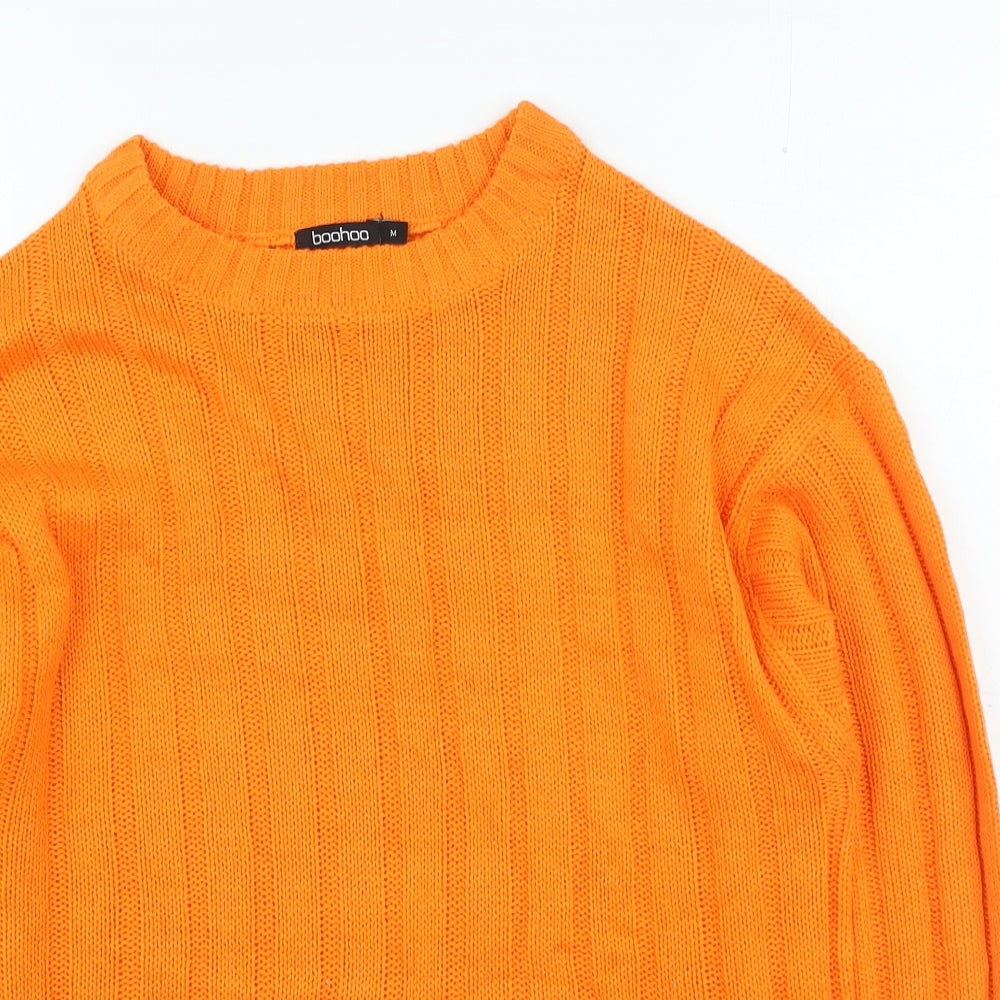 Boohoo Womens Orange High Neck Acrylic Pullover Jumper Size M