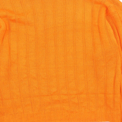 Boohoo Womens Orange High Neck Acrylic Pullover Jumper Size M