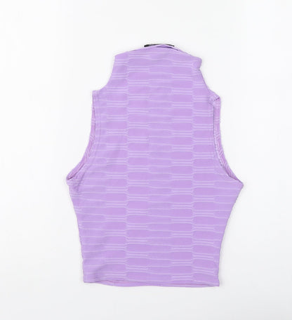 SheIn Womens Purple Polyester Basic Tank Size 8 High Neck