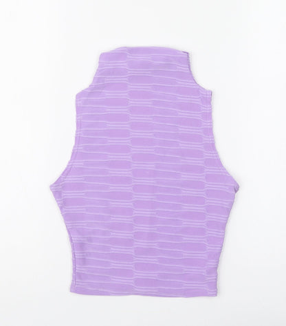 SheIn Womens Purple Polyester Basic Tank Size 8 High Neck