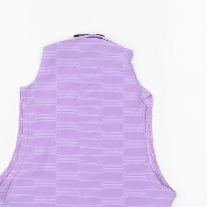 SheIn Womens Purple Polyester Basic Tank Size 8 High Neck