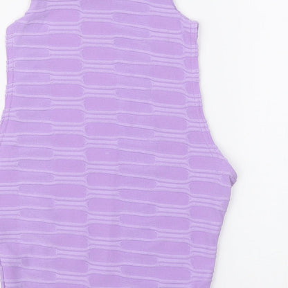 SheIn Womens Purple Polyester Basic Tank Size 8 High Neck