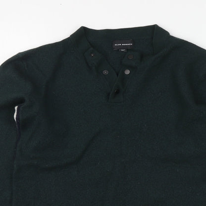 Club Monaco Womens Green V-Neck Wool Pullover Jumper Size XS