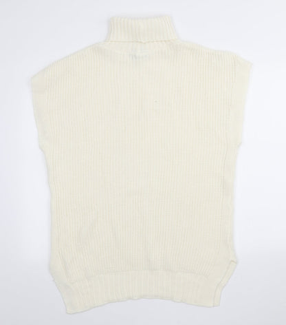 I SAW IT FIRST Womens Ivory Acrylic Jumper Dress Size S Roll Neck