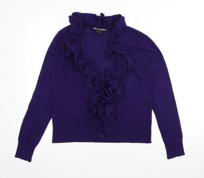 Womens UK Size M Nina Leonard Purple Cardigan Jumper