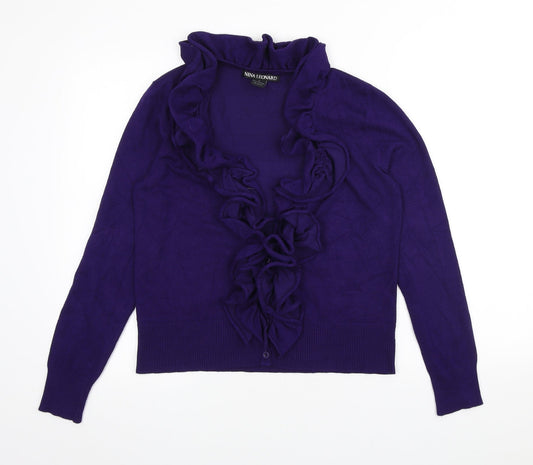 Womens UK Size M Nina Leonard Purple Cardigan Jumper