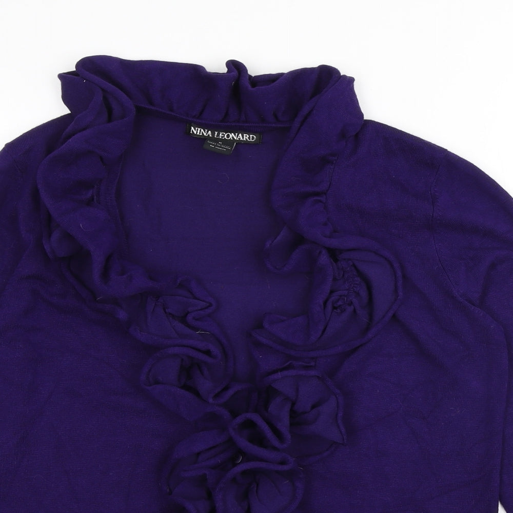 Womens UK Size M Nina Leonard Purple Cardigan Jumper