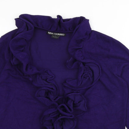 Womens UK Size M Nina Leonard Purple Cardigan Jumper