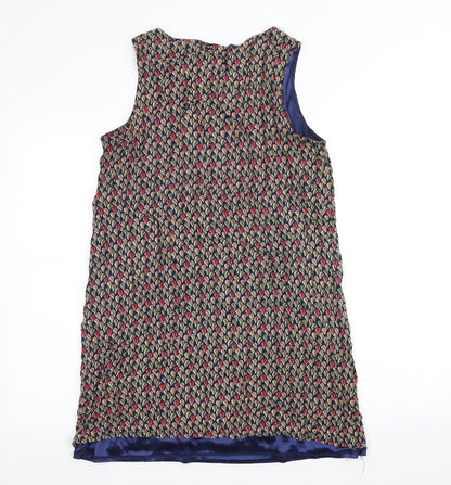 TENKI Womens Multicoloured Geometric Cotton Sheath Size M Scoop Neck