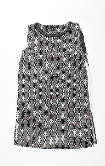 NEXT Womens Multicoloured Geometric Cotton Sheath Size 12 Scoop Neck
