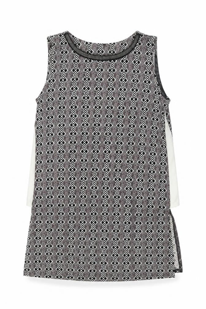 NEXT Womens Multicoloured Geometric Cotton Sheath Size 12 Scoop Neck