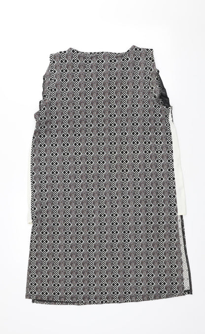NEXT Womens Multicoloured Geometric Cotton Sheath Size 12 Scoop Neck