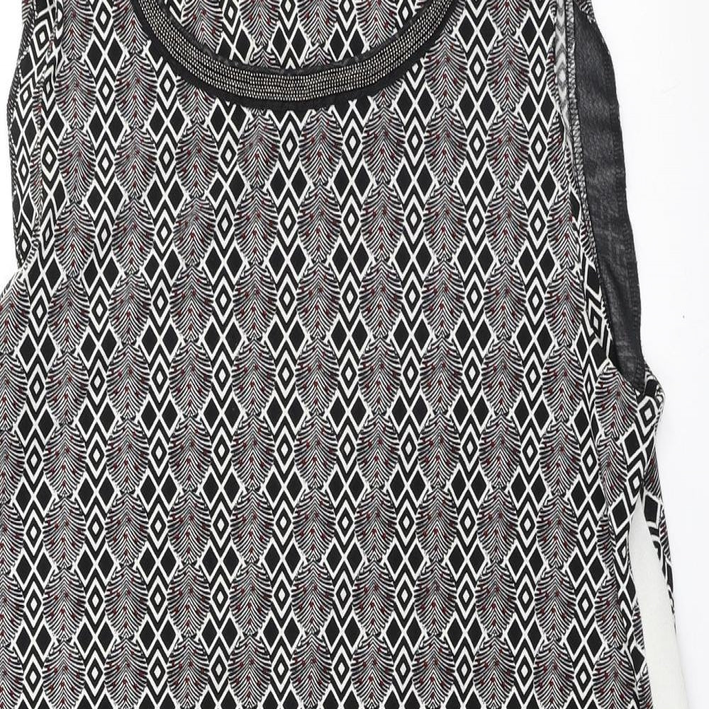 NEXT Womens Multicoloured Geometric Cotton Sheath Size 12 Scoop Neck