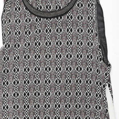 NEXT Womens Multicoloured Geometric Cotton Sheath Size 12 Scoop Neck
