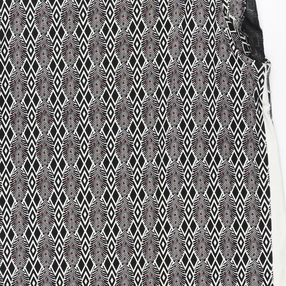 NEXT Womens Multicoloured Geometric Cotton Sheath Size 12 Scoop Neck