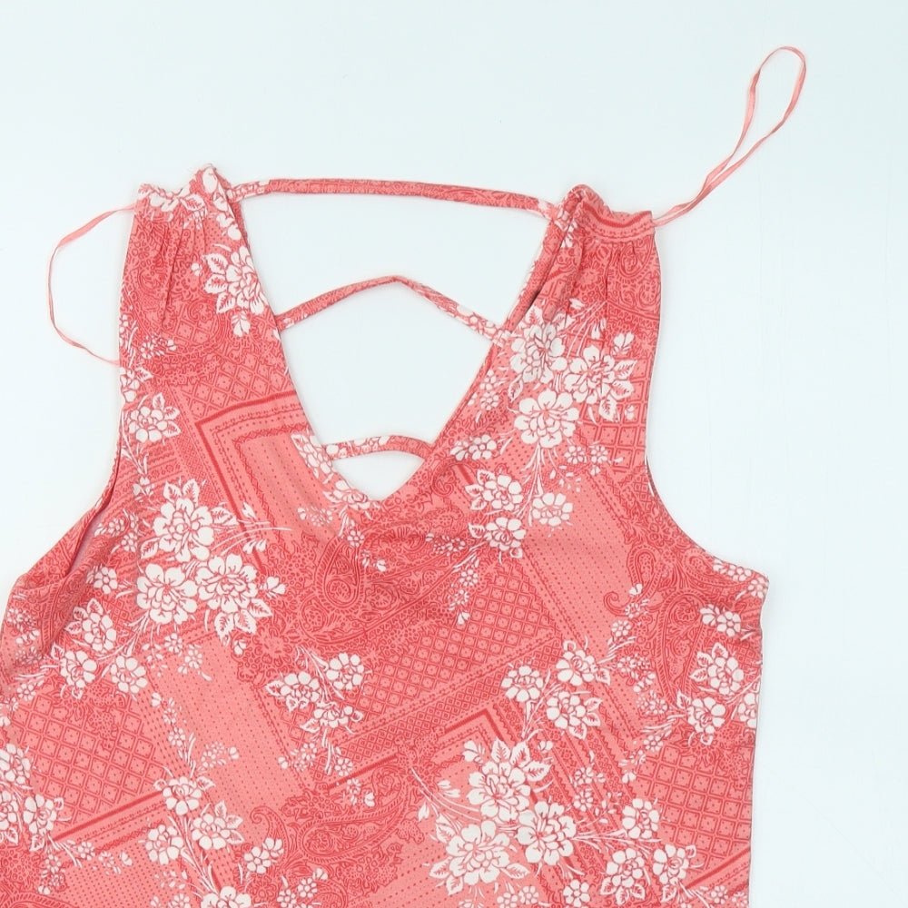 Womens UK Size 12 M&Co Red Basic Tank