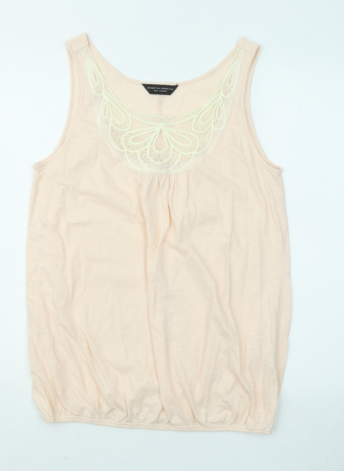 Dorothy Perkins Womens Pink Cotton Basic Tank Size 14 Round Neck