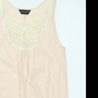 Dorothy Perkins Womens Pink Cotton Basic Tank Size 14 Round Neck